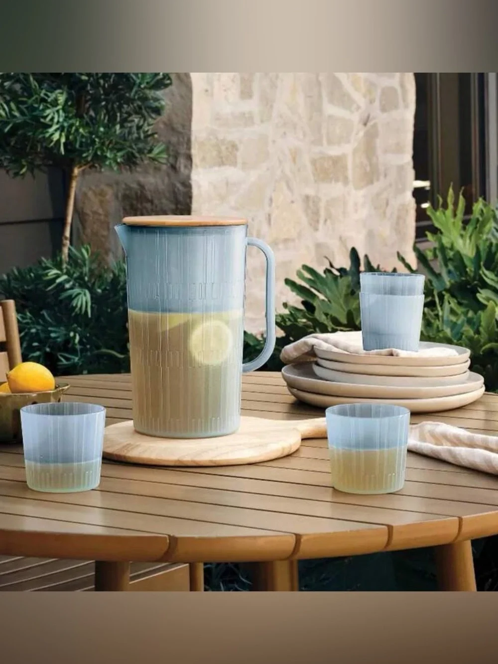 3L Acrylic Beverage Pitcher And Cup Set Blue - Hearth & Hand™ With Magnolia